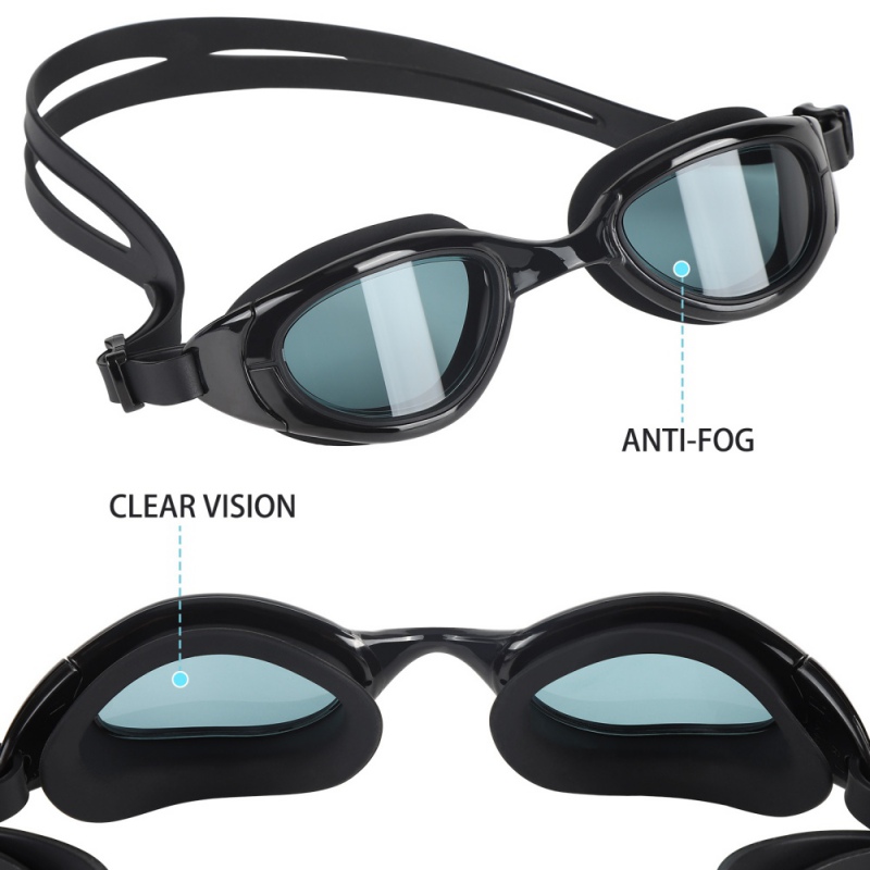Adult Swimming Optical Goggles Swim Cap Nose Clip Fog Glasses X2A2 